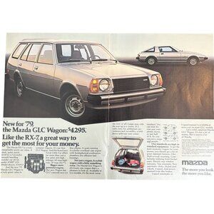 1979 Mazda RX-7 RX7 Sports Car GLC Wagon 16x10" Vintage Print Ad 70s Wall Art